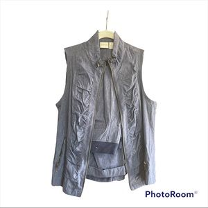 Chicos‘s energy outfit pants and zip up vest blue Jean color